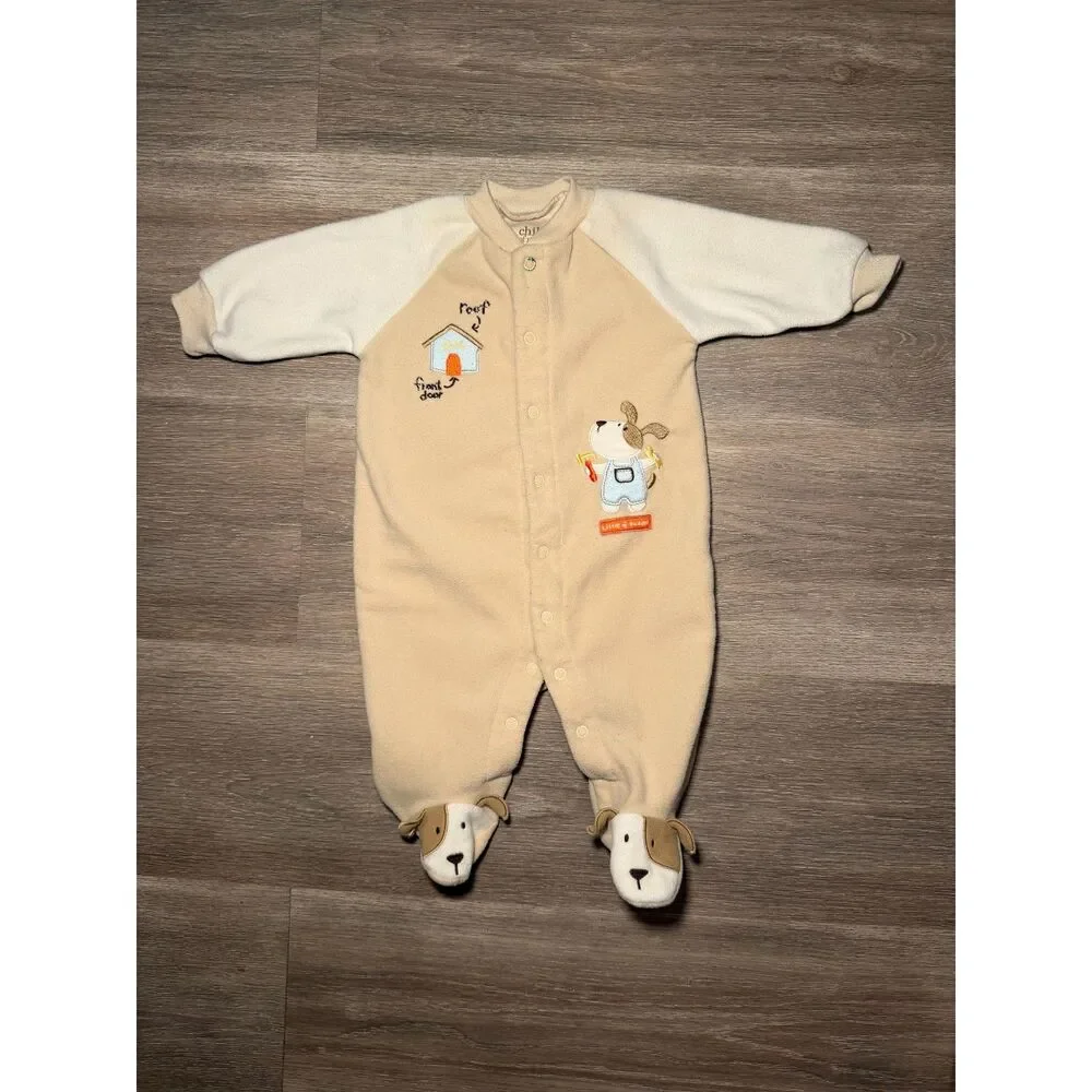 Child of Mine by Carters Baby Fleece Footed Pajamas Sleep Puppy Tan Cream 0-3 M